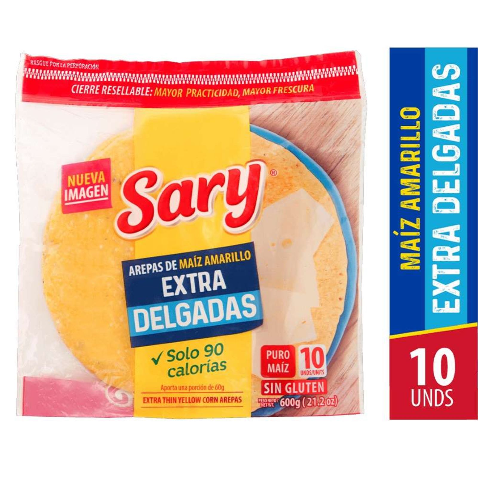 Sary Arepas de Maíz Amarillo Extra Delgadas