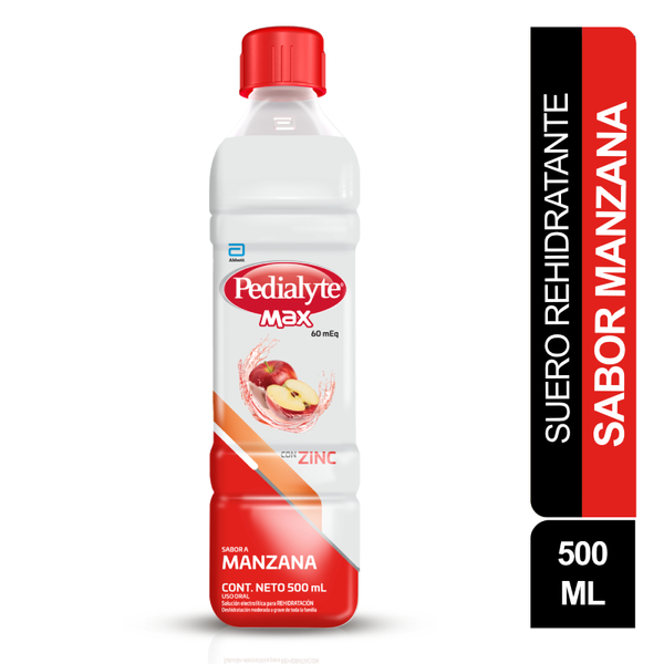 Suero Rehidratante Pedialyte Max 60 Manzana Frasco 500 mL