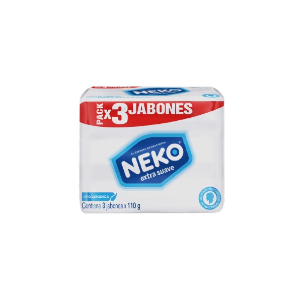 Jabón en barra antibacterial NEKO® EXTRA SUAVE 110g X3