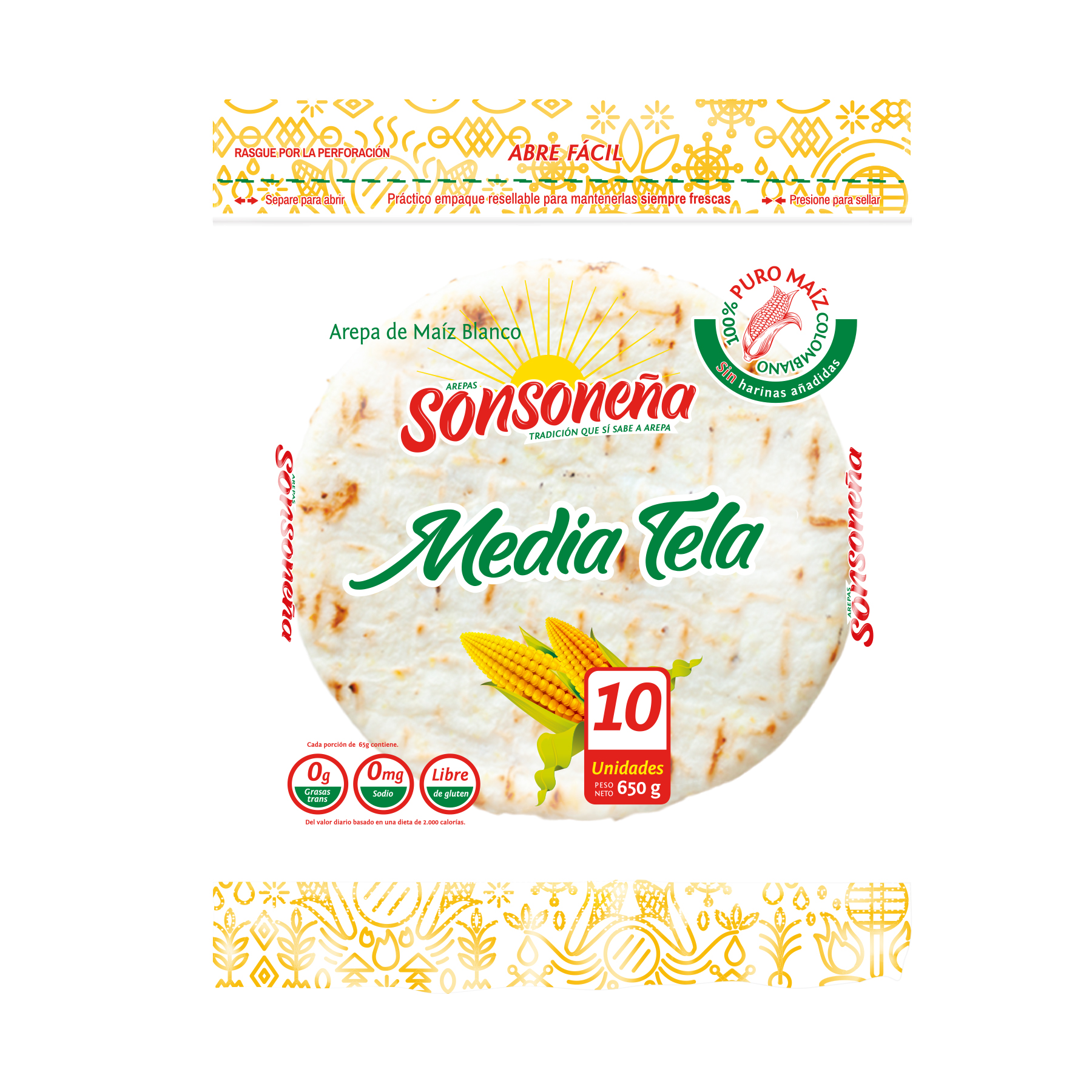 Sonsoneña Arepa Media Tela de Maíz