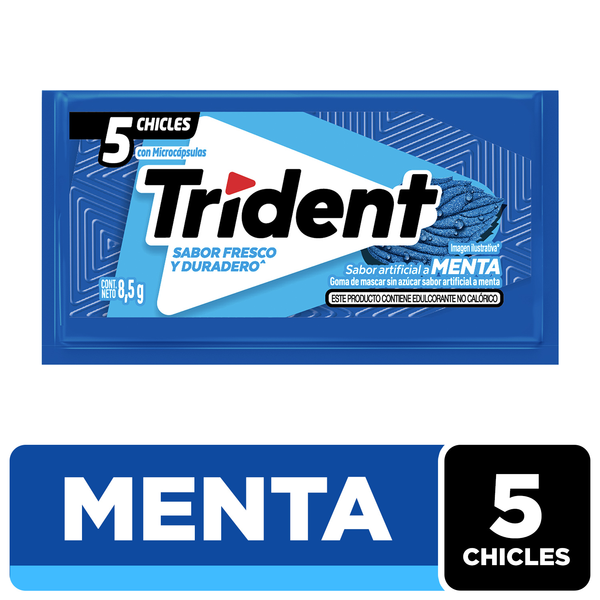 Chicle Trident Sin Azúcar Menta 5 Und