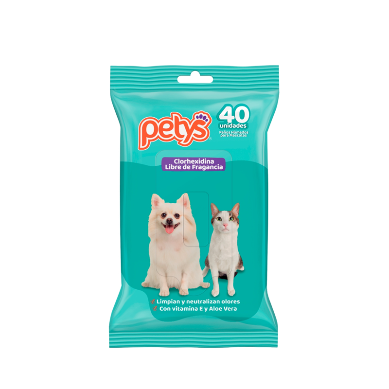 Petys Pañitos Húmedos Clorhexidina Libre de Fragancia