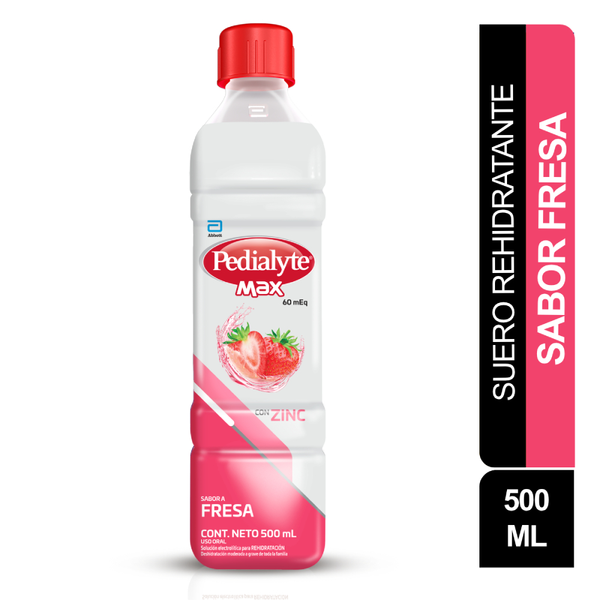 Suero Rehidratante Pedialyte Max 60 Fresa Frasco 500 mL