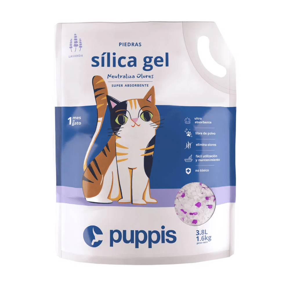 Puppis Arena Sanitaria para Gatos Sílica Gel Aroma Lavanda